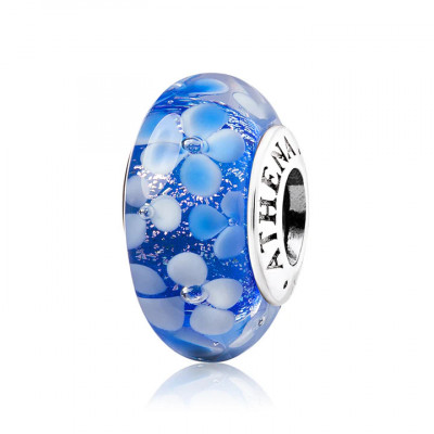 Encanto de cristal de Murano Blue Flowers