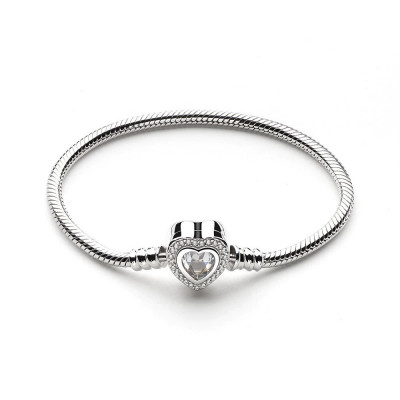 Pulsera Plata de Ley Corazón Circonita
