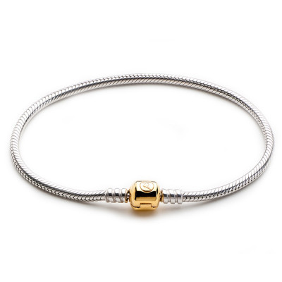 Pulsera Plata de Ley Broche Dorado