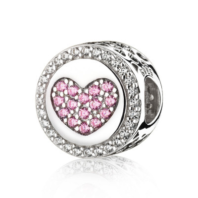 Charm | Abalorio Corazón Circulo Plata de Ley