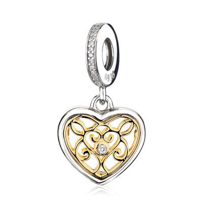 Charm | Colgante Corazón Plata y Chapado Oro 14K