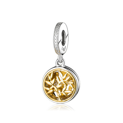 Charm | Colgante Circulo Plata y Chapado Oro 14K
